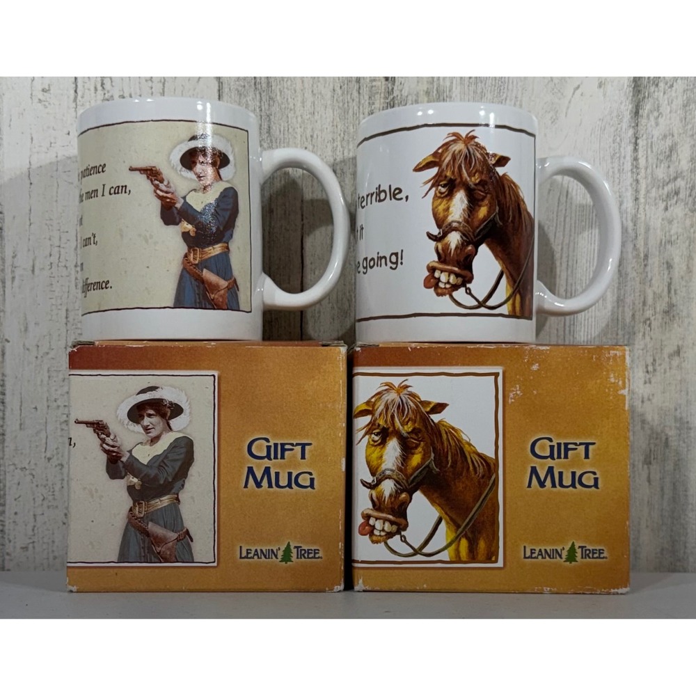 Leanin‎ Tree Gift Mug Set of 2 12oz Western Horse Cowgirl Humor Boxed